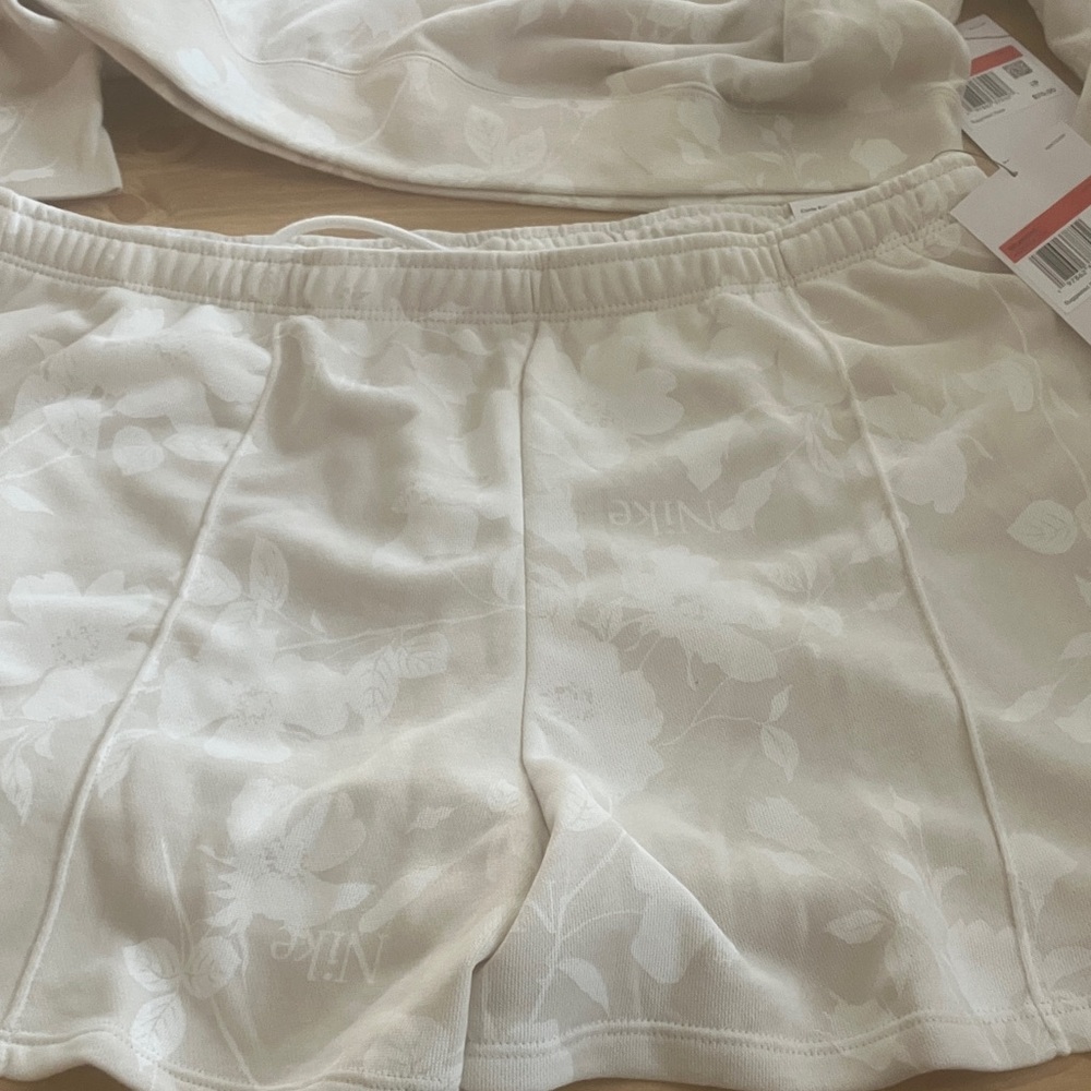 Nike Women's Cream Floral Athletic Shorts
